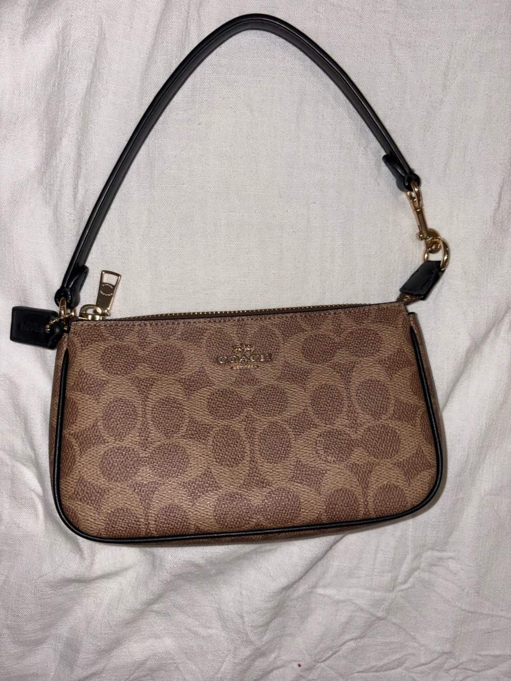 Coach Nolita 19 Signature Canvas Crossbody in Brown and Black with Gold Hardware